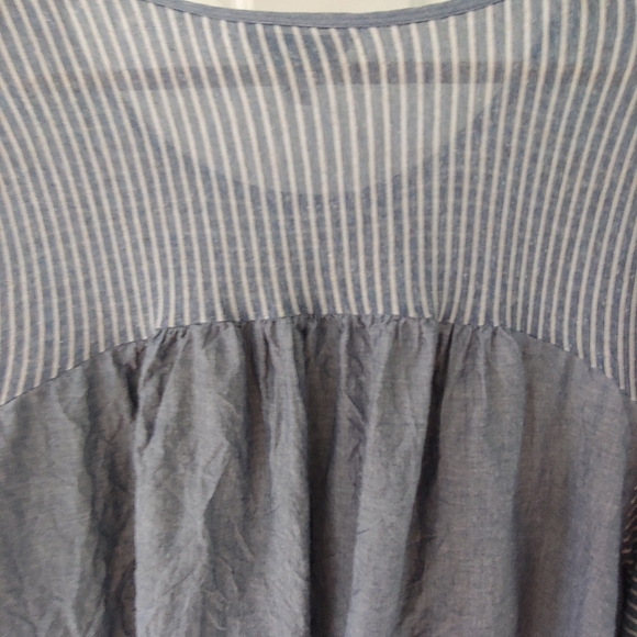 GUC Plus Size Lucky Brand Woven Back Chambray Blue & White Striped Top – Size 2X - Picture 11 of 11